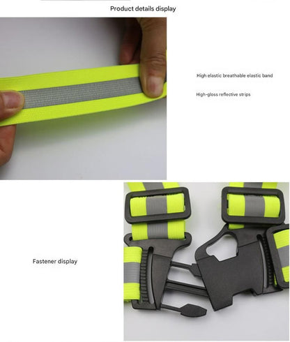 Pink Adjustable Reflective Safety Vest - High Visibility Elastic Straps for Night Running, Cycling & V888-ELOSUNG50916