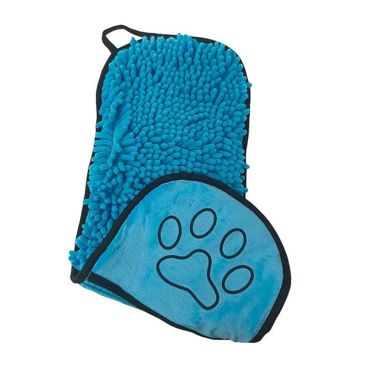 Blue Chenille Pet Drying Towel with Dual Hand Pockets - Ultra Absorbent, Quick Dry, Soft Microfiber, Durable V888-ELOSUNG50920