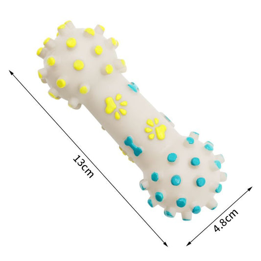 Yellow and Blue Squeaky Bone Durable TPR Dog Chew Toys Set - for Teeth Cleaning - Non-Toxic, Bite-Resistant, V888-ELOSUNG50931