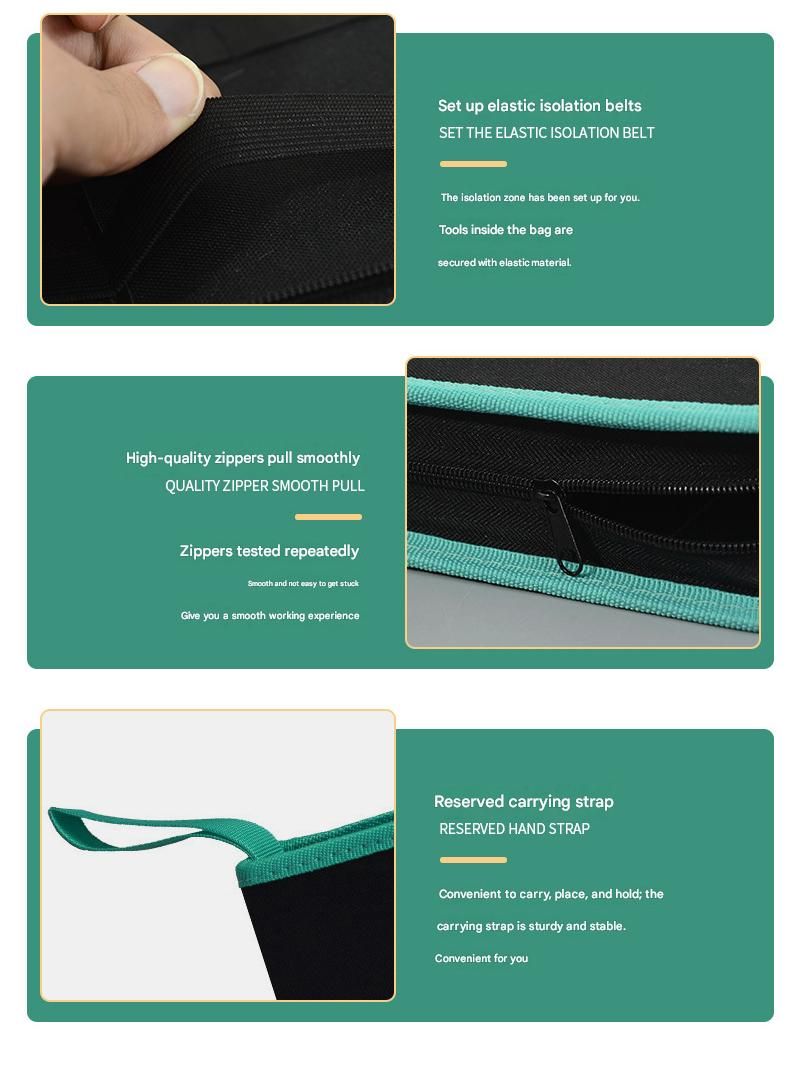 Small Size Black Multi-Purpose Canvas Tool Bag - Durable Oxford Fabric with Zippered Compartments - V888-ELOSUNG50936
