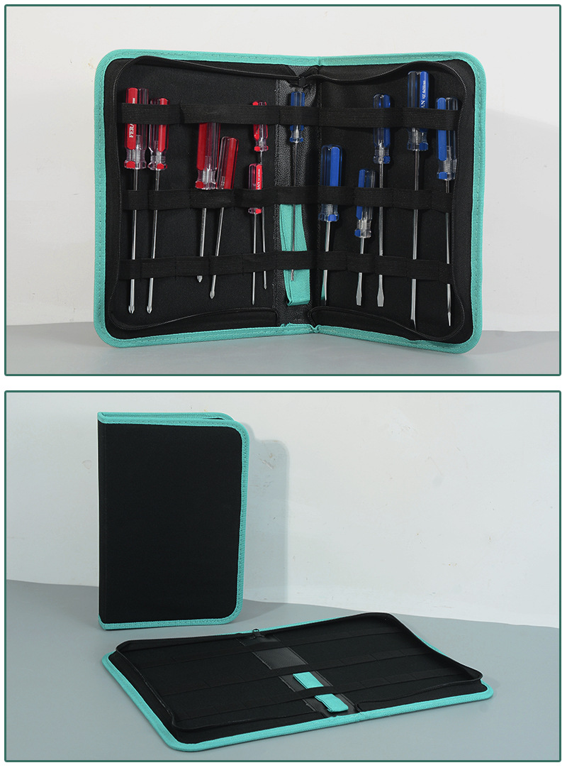 Medium Size Black Multi-Purpose Canvas Tool Bag - Durable Oxford Fabric with Zippered Compartments - V888-ELOSUNG50937