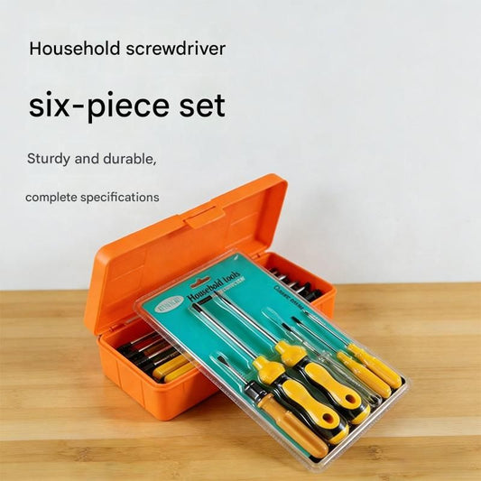 Yellow 6-Piece Household Screwdriver Set - Carbon Steel Tips, Plastic Shafts, Includes Voltage Tester - V888-ELOSUNG50939