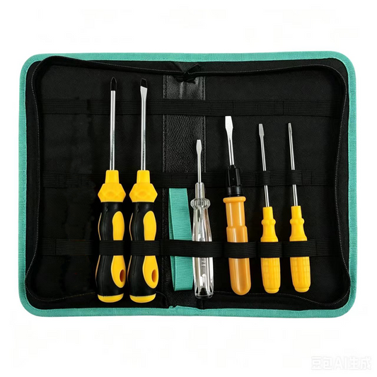 7-Piece Household Screwdriver Set - Includes a 6-Piece Yellow Screwdriver Set and a Medium-Sized Black V888-ELOSUNG50940