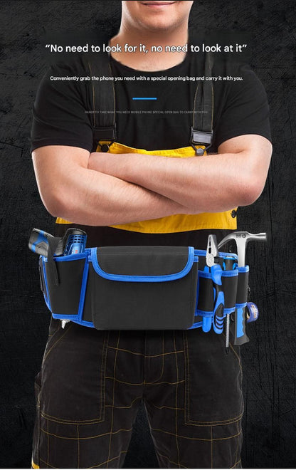 Blue Professional Oxford Cloth Tool Waist Bag -Tool Belt, Multifunctional Work Belt, Men's Robust, Adjustable V888-ELOSUNG50941