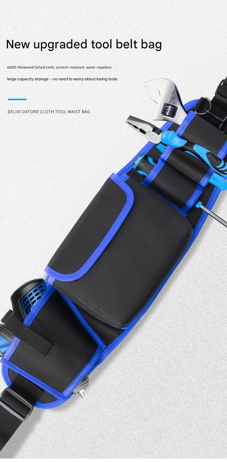 Red Professional Oxford Cloth Tool Waist Bag -Tool Belt, Multifunctional Work Belt, Men's Robust, Adjustable V888-ELOSUNG50942