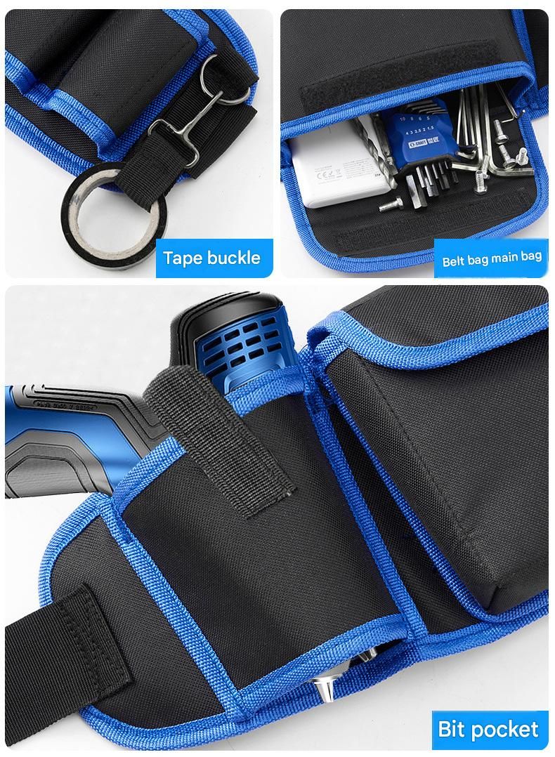 Red Professional Oxford Cloth Tool Waist Bag -Tool Belt, Multifunctional Work Belt, Men's Robust, Adjustable V888-ELOSUNG50942