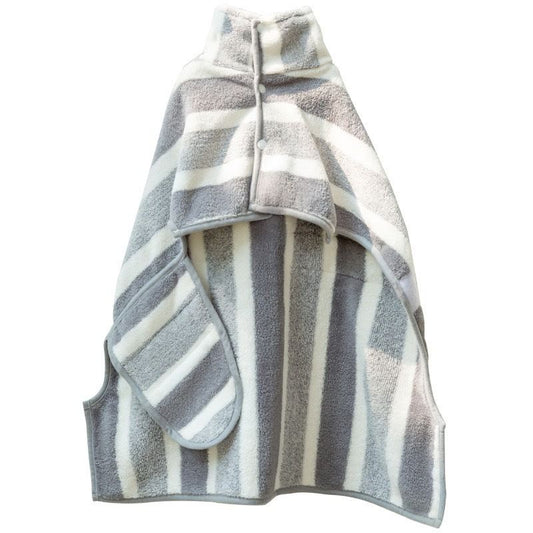 Grey and White M Size Super Absorbent Dog Bathrobe - Quick-Dry Coral Fleece Pet Towel with Snaps & Adjustable V888-ELOSUNG50946