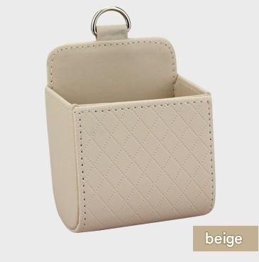 Beige Leather Car Air Vent Storage Bag - Multi-Purpose Phone Holder & Organiser Pouch for Sunglasses, Keys, V888-ELOSUNG50953