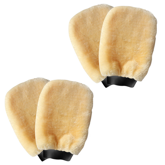 4-piece Beige Microfiber Car Wash Mitt - Double Sided Imitation Sheepskin Wash Glove, Scratch Free Paint Safe V888-ELOSUNG50957