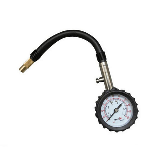 Black High Precision Mechanical Tyre Pressure Gauge - Durable Stainless Steel & Rubber Construction, Long V888-ELOSUNG50958