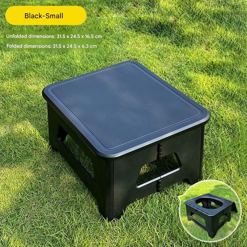Black Small size Portable Folding Toilet Stool - PP Material - 100kg Load Capacity, Compact & Lightweight, V888-ELOSUNG50959