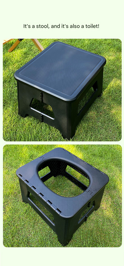 Black Small size Portable Folding Toilet Stool - PP Material - 100kg Load Capacity, Compact & Lightweight, V888-ELOSUNG50959
