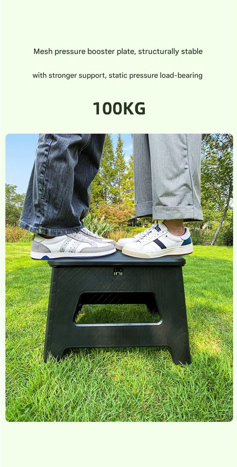 Black Small size Portable Folding Toilet Stool - PP Material - 100kg Load Capacity, Compact & Lightweight, V888-ELOSUNG50959