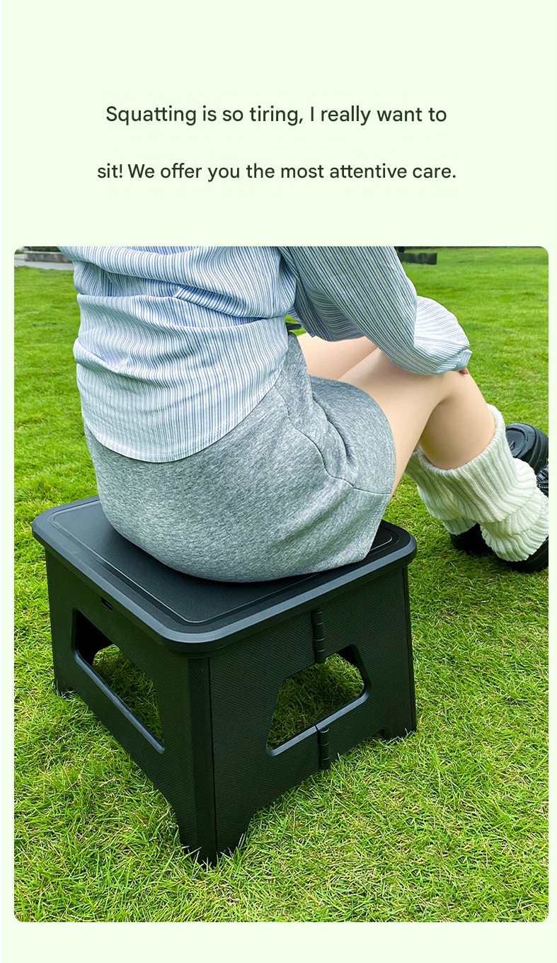 Black Small size Portable Folding Toilet Stool - PP Material - 100kg Load Capacity, Compact & Lightweight, V888-ELOSUNG50959