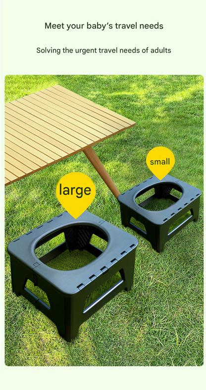 Black Small size Portable Folding Toilet Stool - PP Material - 100kg Load Capacity, Compact & Lightweight, V888-ELOSUNG50959