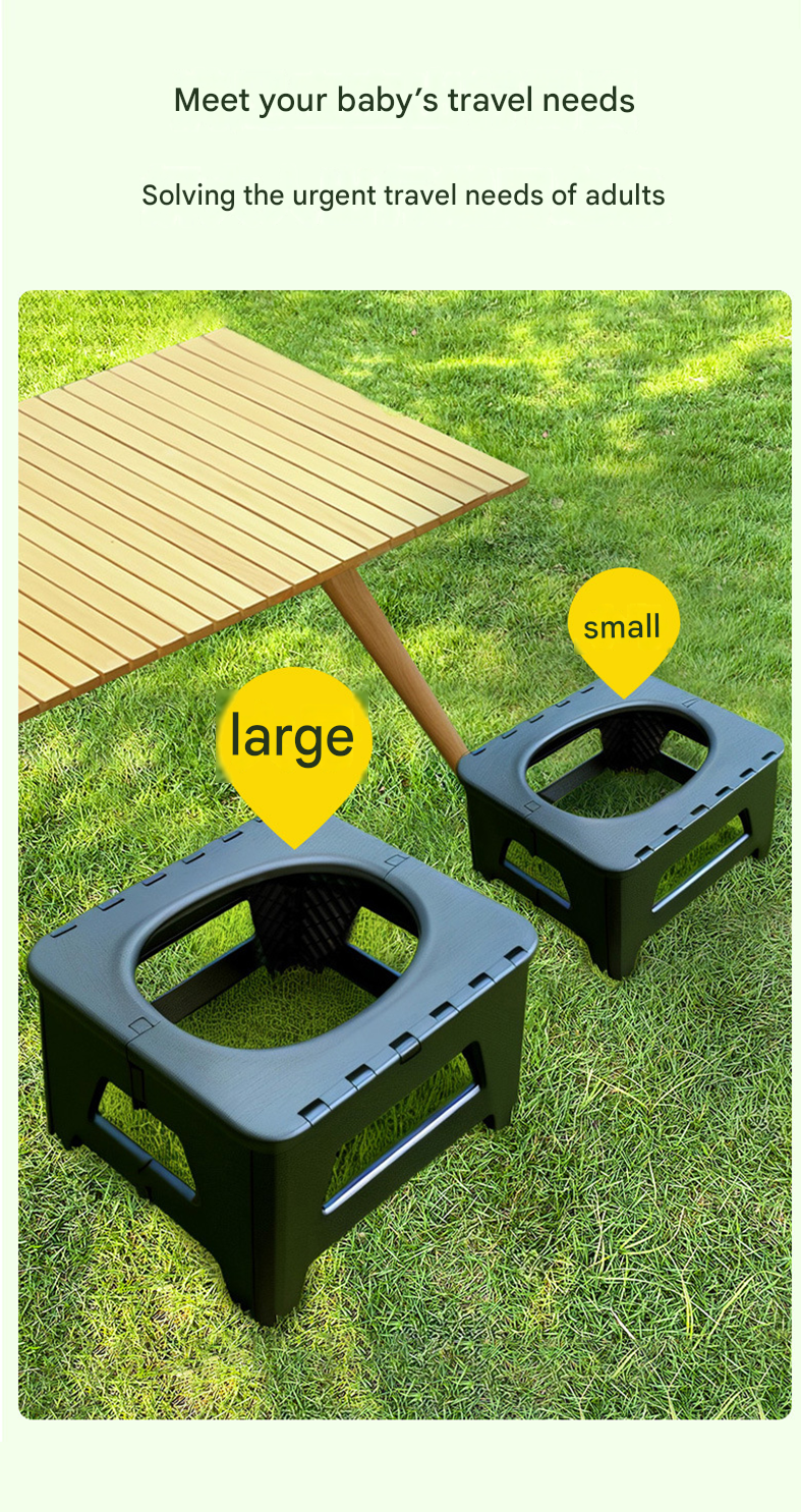 Gray Small size Portable Folding Toilet Stool - PP Material - 100kg Load Capacity, Compact & Lightweight, V888-ELOSUNG50960