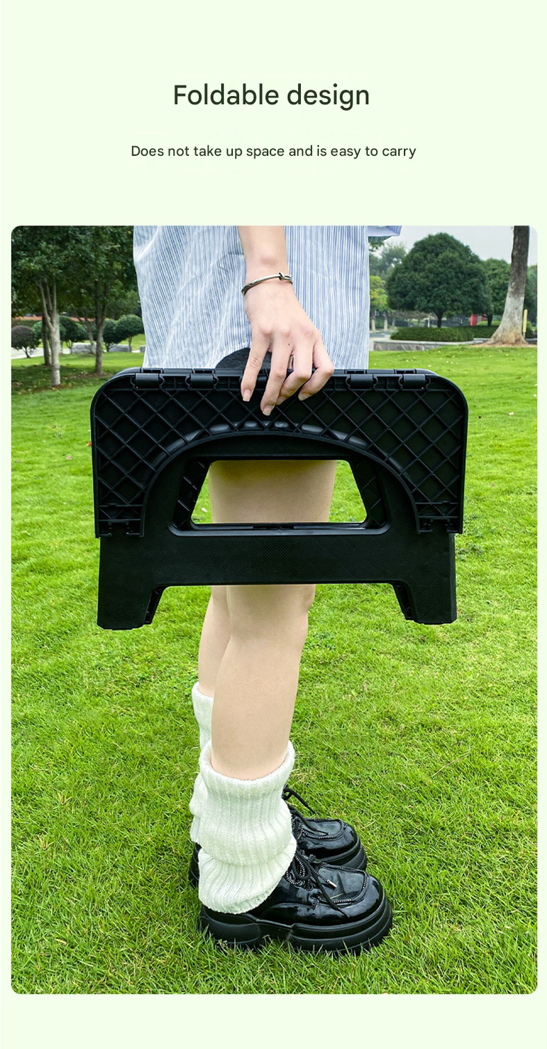 Gray Small size Portable Folding Toilet Stool - PP Material - 100kg Load Capacity, Compact & Lightweight, V888-ELOSUNG50960