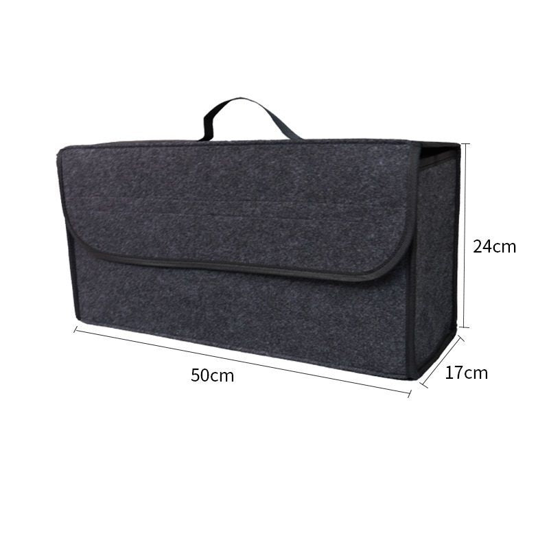 Dark gray Foldable Car Trunk Organizer - Durable Felt Storage Box with Magic Tape Closure, Portable Handle, V888-ELOSUNG50962