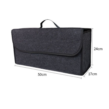 Dark gray Foldable Car Trunk Organizer - Durable Felt Storage Box with Magic Tape Closure, Portable Handle, V888-ELOSUNG50962