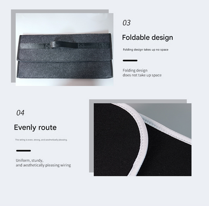 Dark gray Foldable Car Trunk Organizer - Durable Felt Storage Box with Magic Tape Closure, Portable Handle, V888-ELOSUNG50962