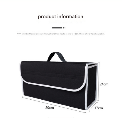 Dark gray Foldable Car Trunk Organizer - Durable Felt Storage Box with Magic Tape Closure, Portable Handle, V888-ELOSUNG50962