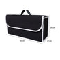 Black Foldable Car Trunk Organizer - Durable Felt Storage Box with Magic Tape Closure, Portable Handle, V888-ELOSUNG50963