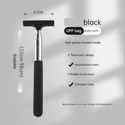 Black Telescopic Car Mirror Wiper - ABS & Stainless Steel - 98cm Extendable, Defog & Rain Removal, Compact V888-ELOSUNG50972