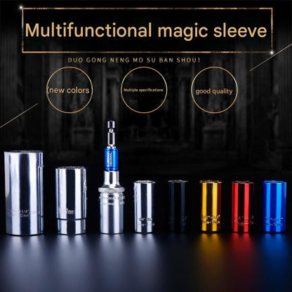 Black Universal Socket Set 7-19mm - Steel Construction - Multi-function Magic Socket, Colorful Design, V888-ELOSUNG50980