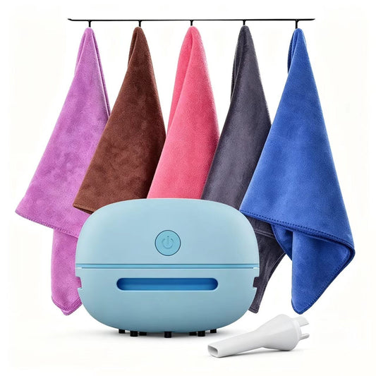 6-Piece Home Cleaning Kit - Blue Rechargeable Mini Desktop Vacuum Cleaner with 5 Reusable Microfiber Towels - V888-ELOSUNG50991