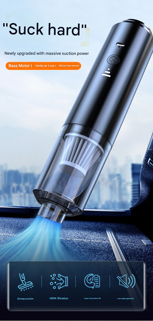 Black 3.7V Wireless Handheld Car Vacuum Cleaner - 45000Pa Strong Suction, HEPA Filter, Type-C Rechargeable, V888-ELOSUNG50995