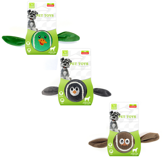 3-Piece Set High Elastic Pet Tennis Toy - Chew-Resistant Dog Ball with Plush Animal Designs for Interactive V888-ELOSUNG50999
