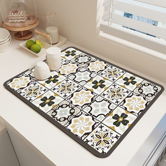 Diatom Mud Kitchen Counter Mat - Quick Dry Absorbent Non-Slip Draining Pad for Sink Benchtop 50cm x 80cm(The V888-ELOSUNG51005