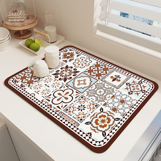Diatom Mud Kitchen Counter Mat - Quick Dry Absorbent Non-Slip Draining Pad for Sink Benchtop 50cm x V888-ELOSUNG51010