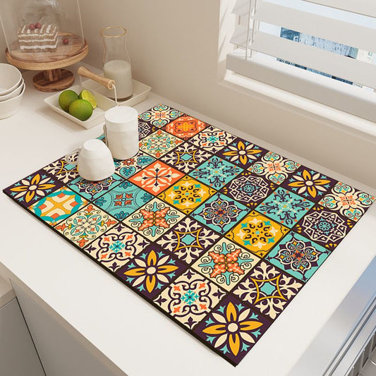 Diatom Mud Kitchen Counter Mat - Quick Dry Absorbent Non-Slip Draining Pad for Sink Benchtop 50cm x V888-ELOSUNG51016