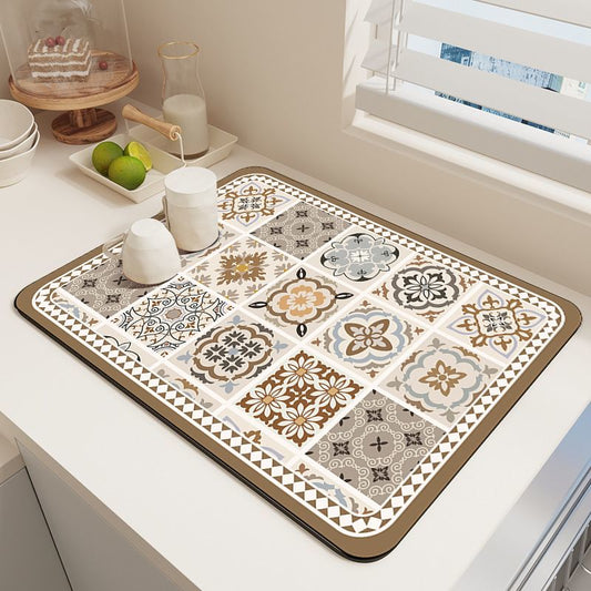 Diatom Mud Kitchen Counter Mat - Quick Dry Absorbent Non-Slip Draining Pad for Sink Benchtop 50cm x V888-ELOSUNG51017
