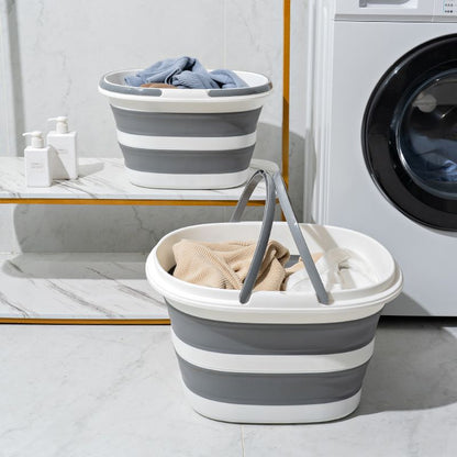 Blue Foldable Collapsible Bucket - 16L Portable Space Saving Basin for Laundry Cleaning Outdoor Use V888-ELOSUNG51022