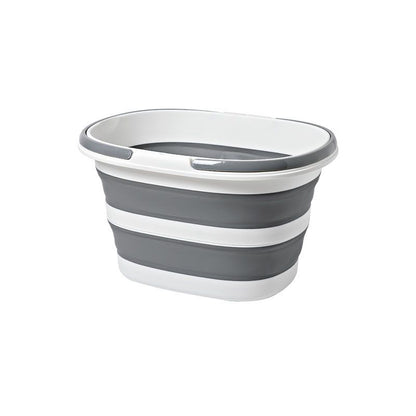 Grey Foldable Collapsible Bucket - 16L Portable Space Saving Basin for Laundry Cleaning Outdoor Use V888-ELOSUNG51023