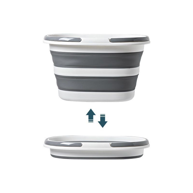 Grey Foldable Collapsible Bucket - 16L Portable Space Saving Basin for Laundry Cleaning Outdoor Use V888-ELOSUNG51023