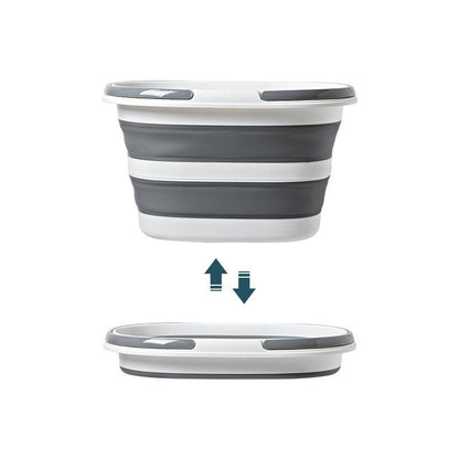 Grey Foldable Collapsible Bucket - 16L Portable Space Saving Basin for Laundry Cleaning Outdoor Use V888-ELOSUNG51023