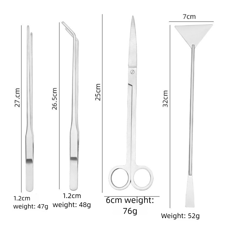 Black Stainless Steel Aquarium Cleaning Tool Kit - 5 Piece Fish Tank Maintenance Set with Tweezers Scissors V888-ELOSUNG51024