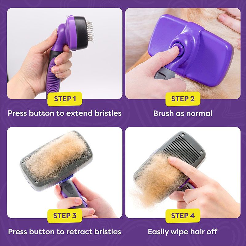 Blue Pet Grooming Brush - Large Self-Cleaning Deshedding Tool for Cats and Dogs V888-ELOSUNG51030