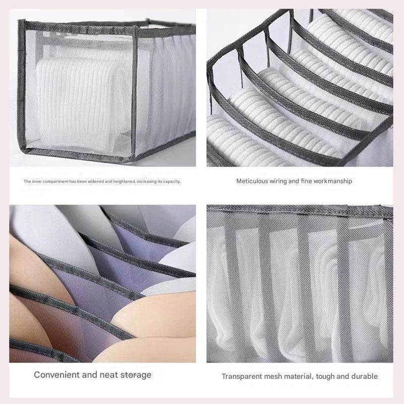 Beige Drawer Underwear Organiser Set - 3 Piece Mesh Storage Boxes for Bras Underwear Socks V888-ELOSUNG51033