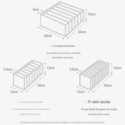 Beige Drawer Underwear Organiser Set - 3 Piece Mesh Storage Boxes for Bras Underwear Socks V888-ELOSUNG51033