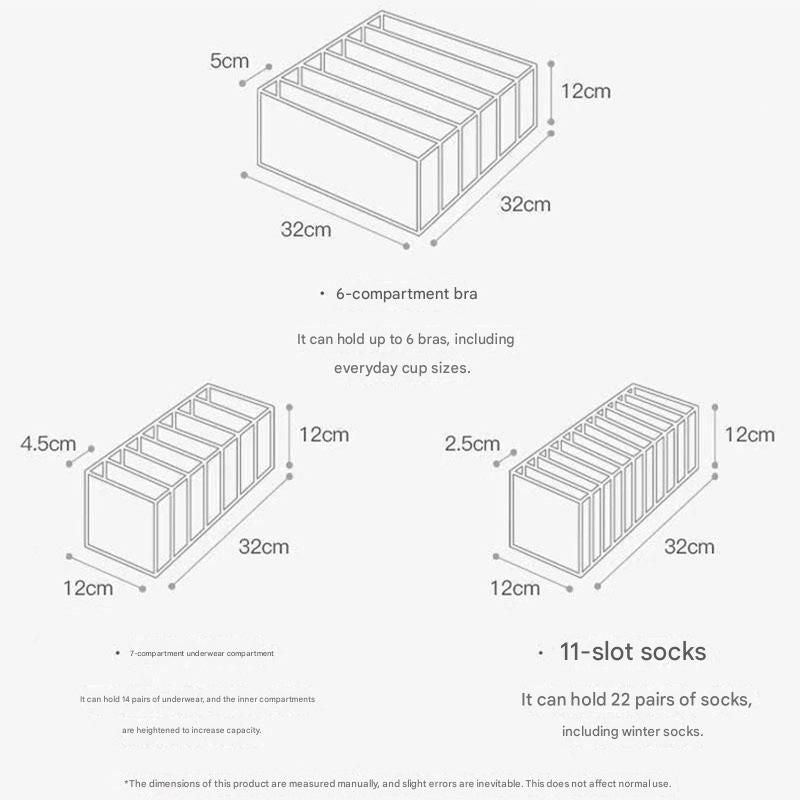 Grey Drawer Underwear Organiser Set - 3 Piece Mesh Storage Boxes for Bras Underwear Socks V888-ELOSUNG51034