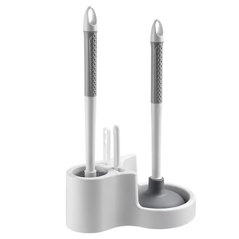 Toilet Cleaning Tool Set - 4 in 1 Bathroom Plunger and Brush Kit with Wall Mount Holder V888-ELOSUNG51035