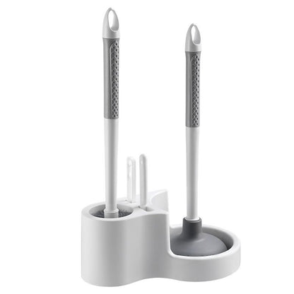 Toilet Cleaning Tool Set - 4 in 1 Bathroom Plunger and Brush Kit with Wall Mount Holder V888-ELOSUNG51035