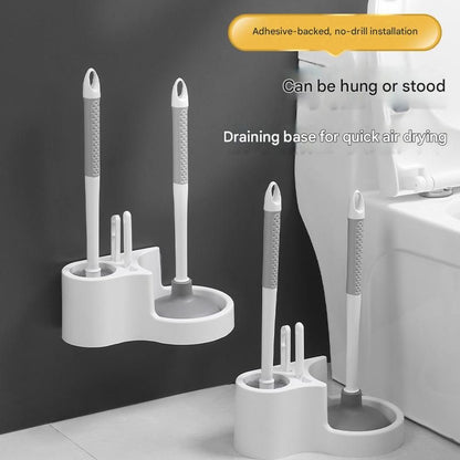Toilet Cleaning Tool Set - 4 in 1 Bathroom Plunger and Brush Kit with Wall Mount Holder V888-ELOSUNG51035