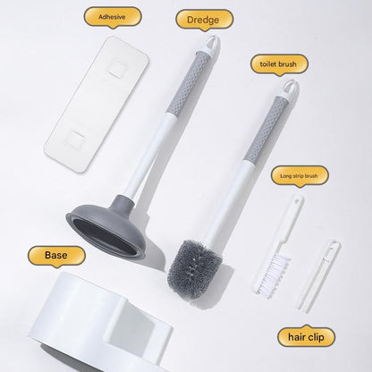 Toilet Cleaning Tool Set - 4 in 1 Bathroom Plunger and Brush Kit with Wall Mount Holder V888-ELOSUNG51035