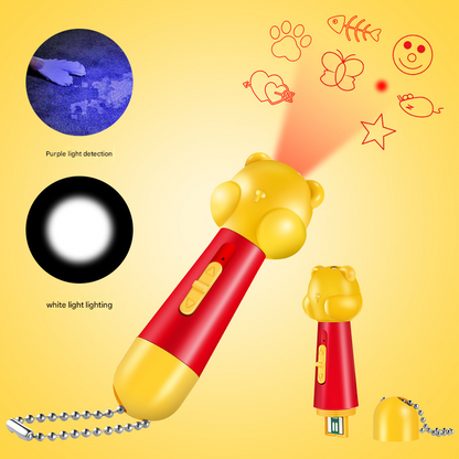 Yellow Bear Laser Cat Toy Set - 2 Piece USB Rechargeable Multi Pattern Laser Pointer with UV and White Light V888-ELOSUNG51041