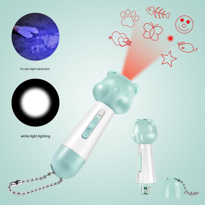 Blue Bear Laser Cat Toy Set - 2 Piece USB Rechargeable Multi Pattern Laser Pointer with UV and White Light V888-ELOSUNG51042